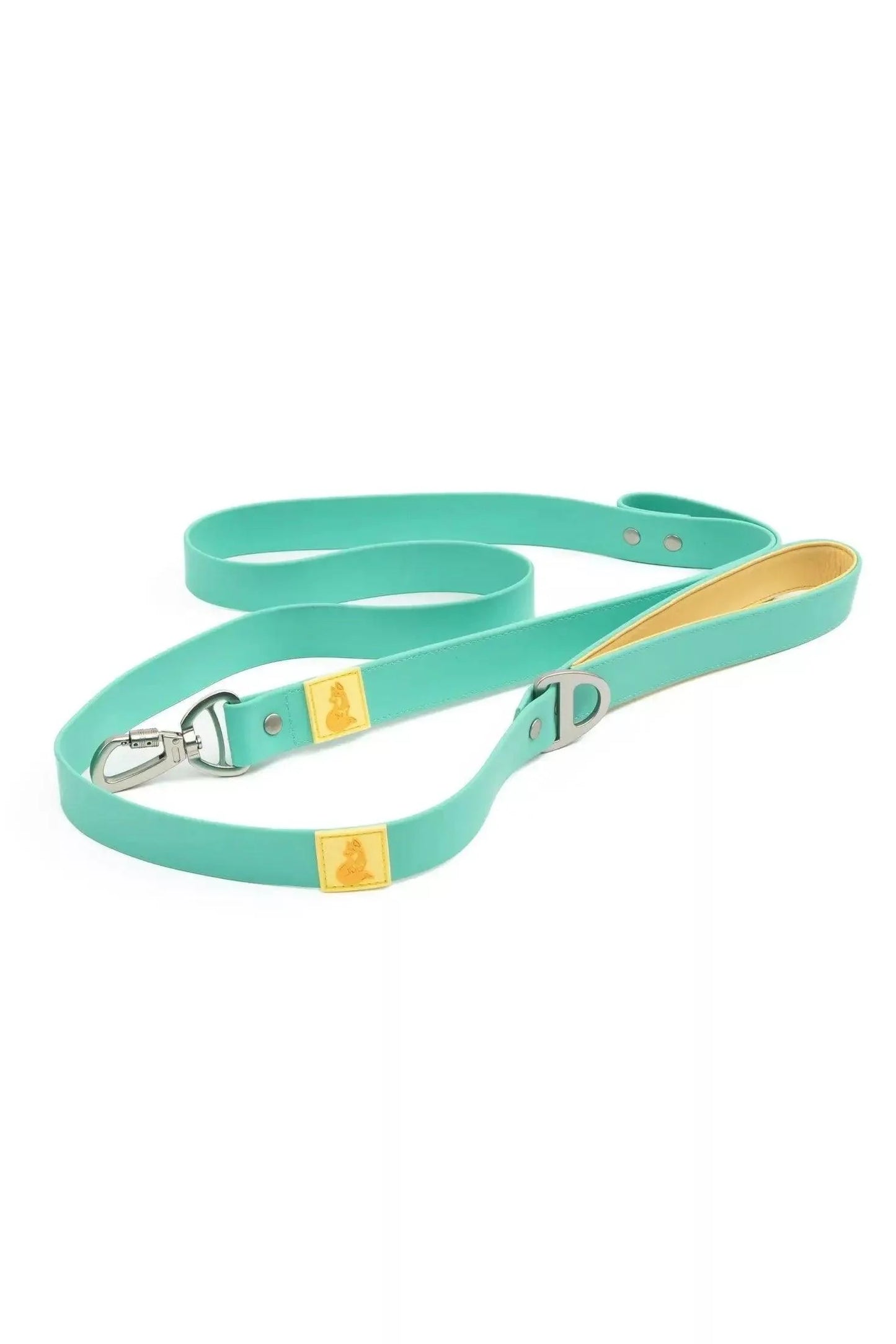 Island Vibes Waterproof Dog Leash Aqua Sunshine Yellow Leash Aria the Fox