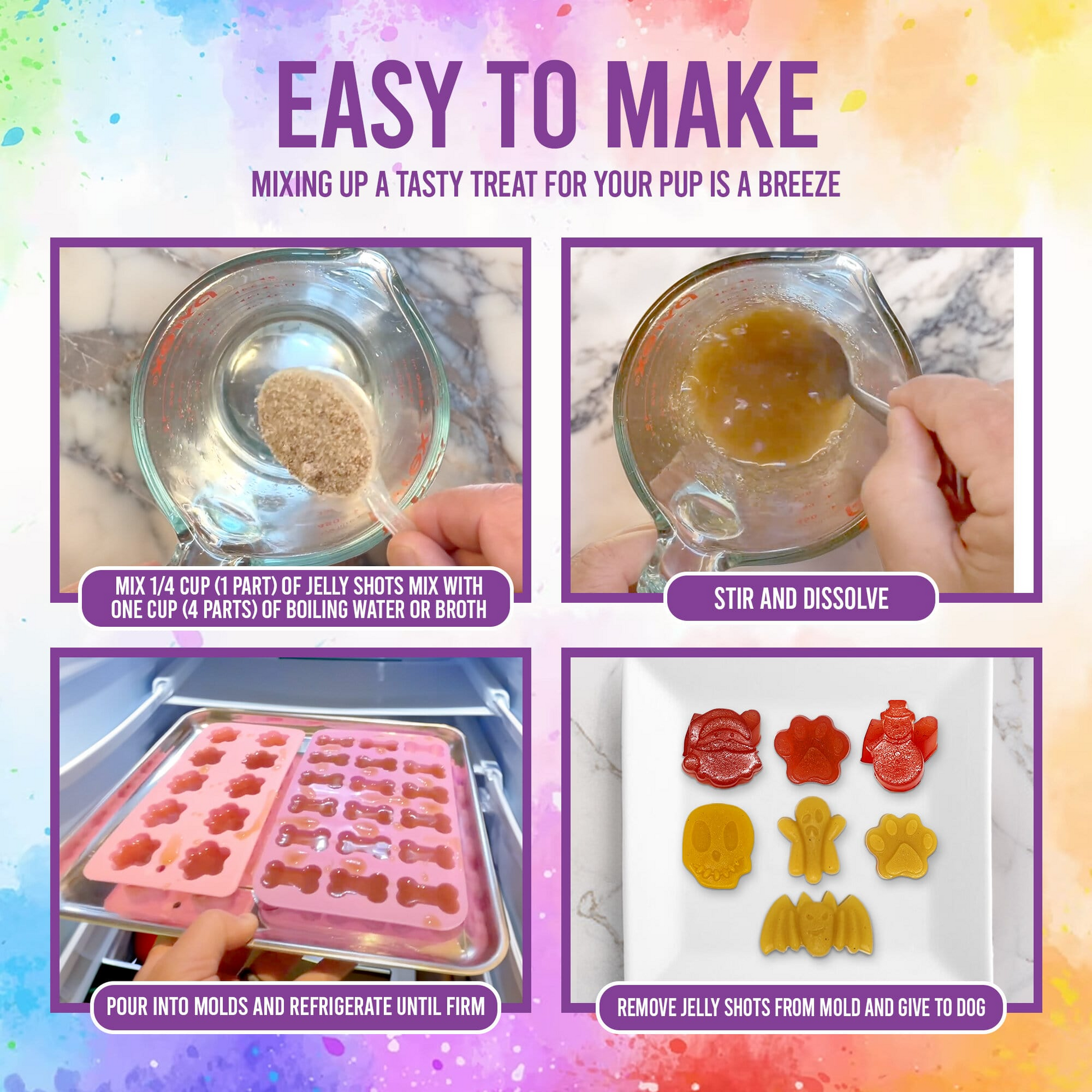 Dogtastic Jelly Shots Gelatin Mix for Dogs - Mango Flavor Dog Treats Dogtastic