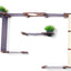 The Gardens - Modern Cat Tree with Plants English Chestnut Bamboo Charcoal Gray Canvas Mini Garden None Cat Condo Catastrophic Creations