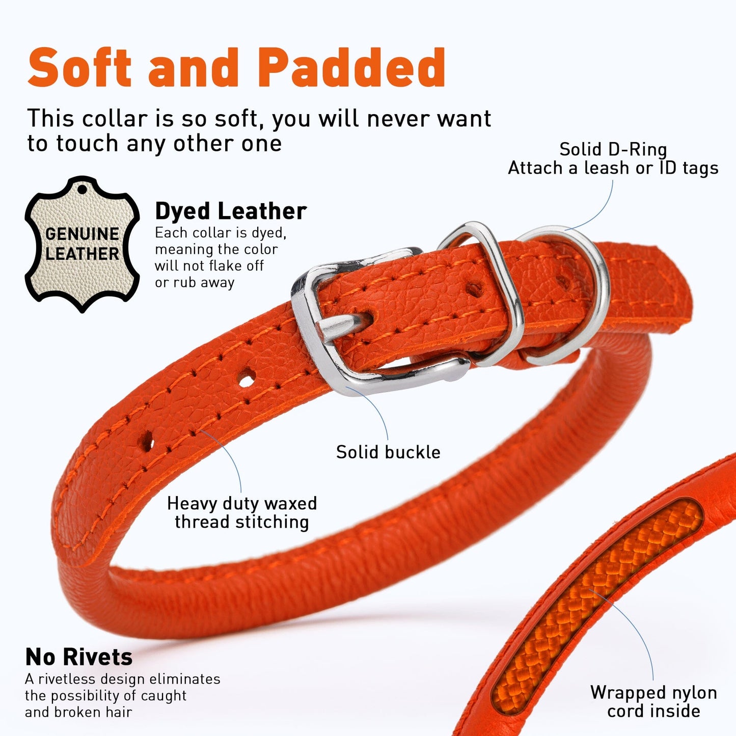 Soft Leather Round Dog Collar Dog Collars Dogline