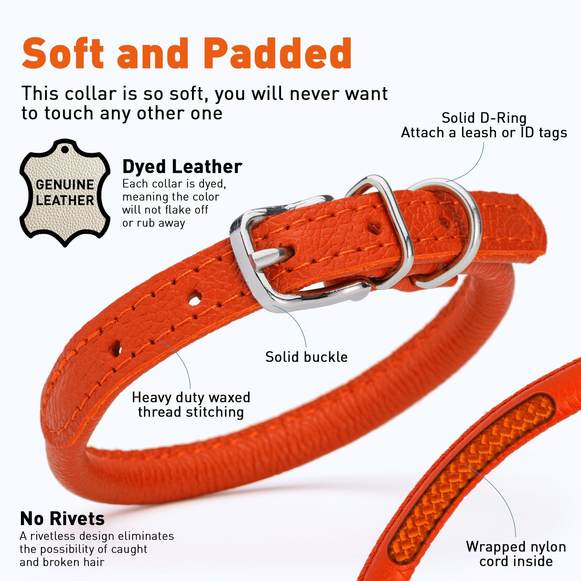 Soft Leather Round Dog Collar Dog Collars Dogline