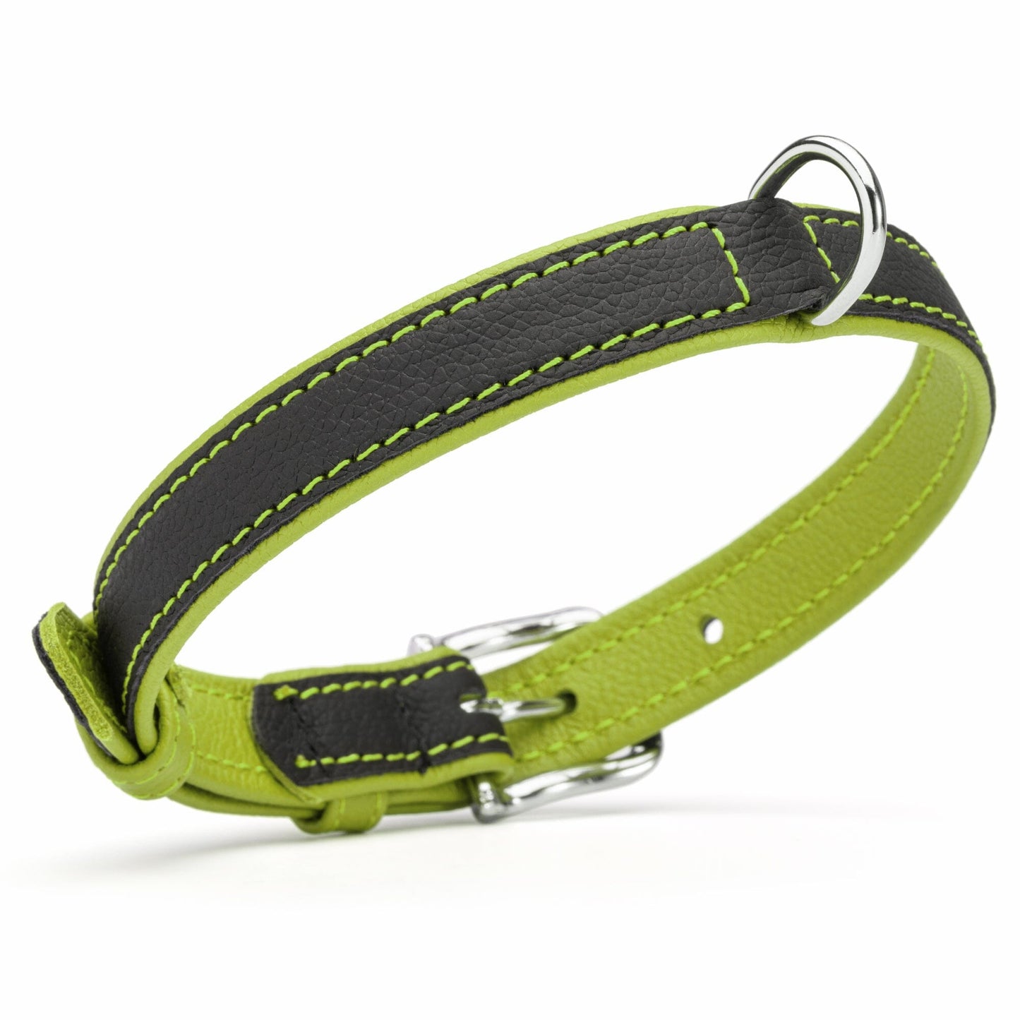 Soft Leather Dual-Color Flat Dog Collar Dog Collars Dogline