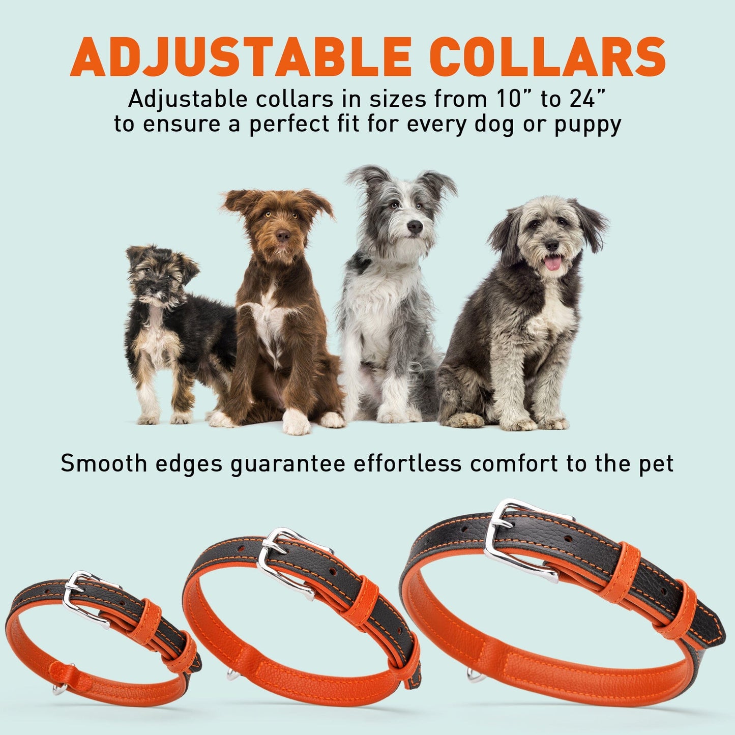 Soft Leather Dual-Color Flat Dog Collar Dog Collars Dogline