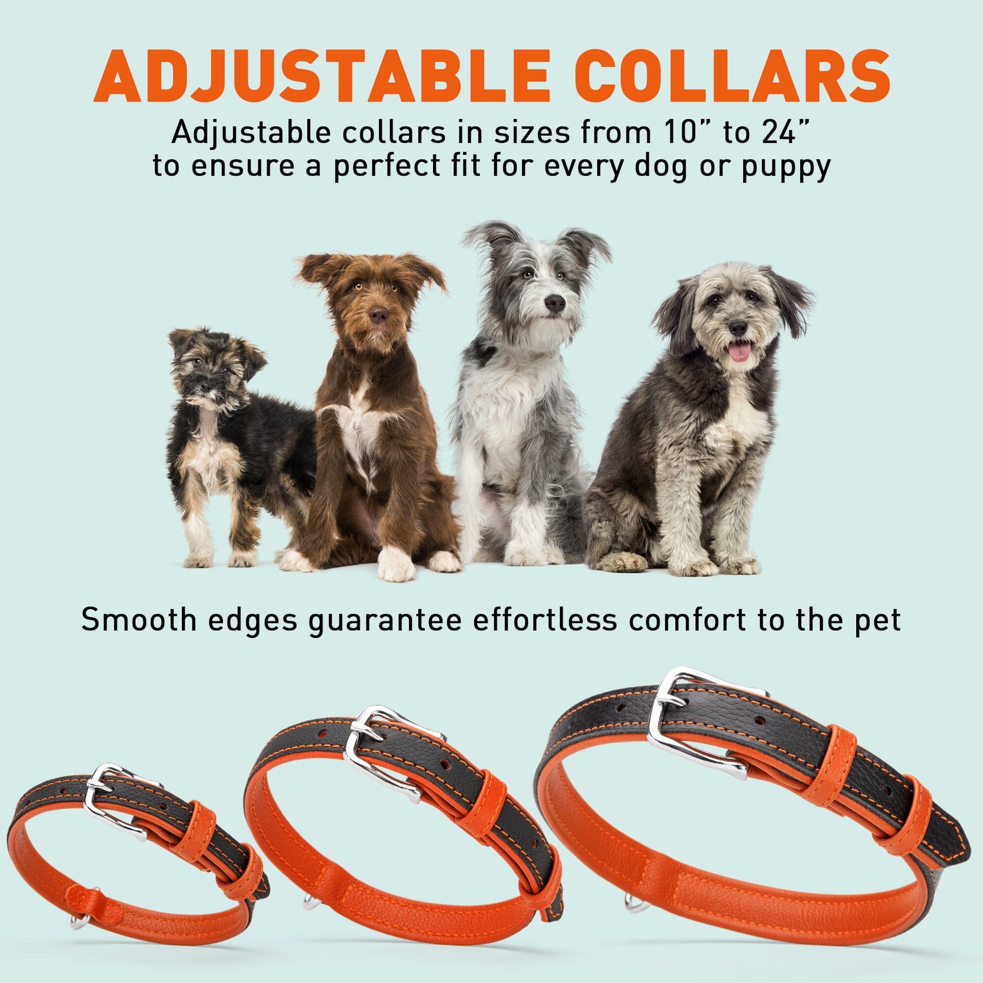 Soft Leather Dual-Color Flat Dog Collar Dog Collars Dogline