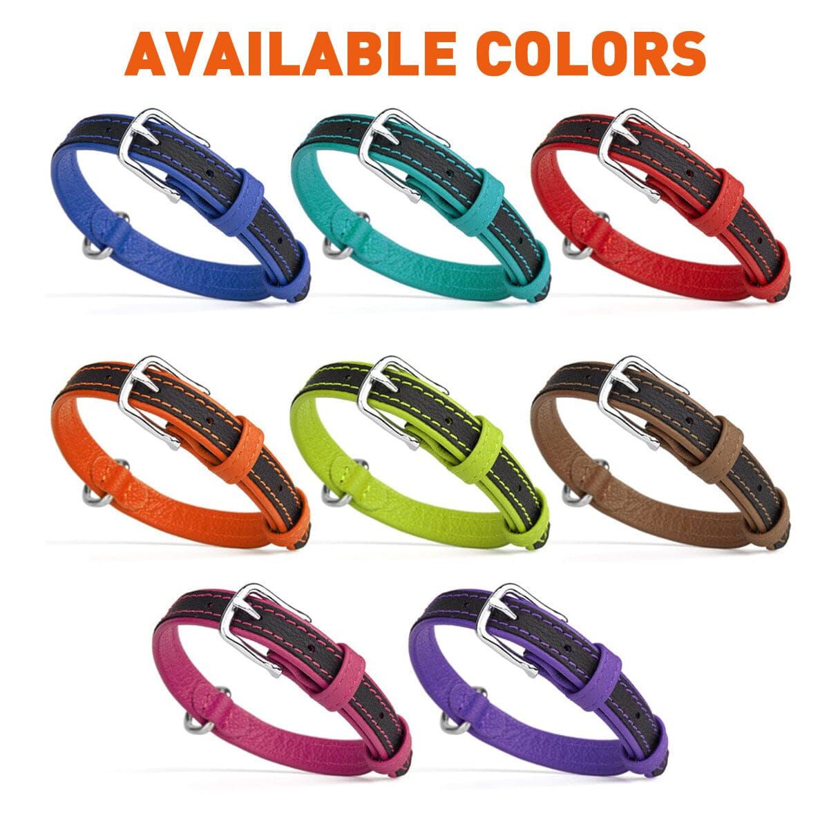 Soft Leather Dual-Color Flat Dog Collar Dog Collars Dogline