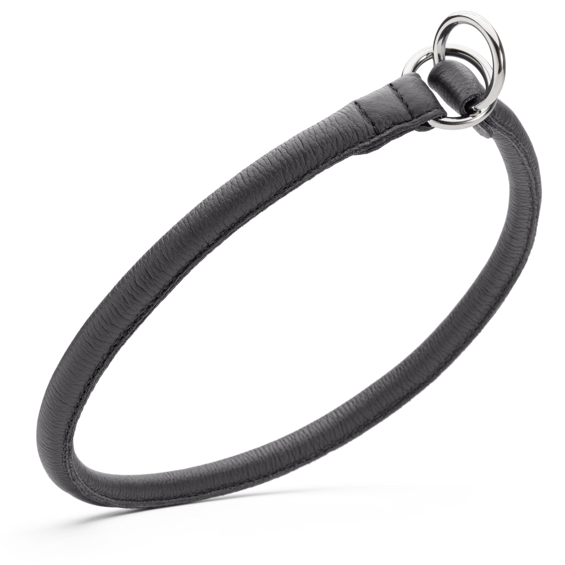 Soft Leather Round Slip Collar Black 1 2" Dog Collars Dogline