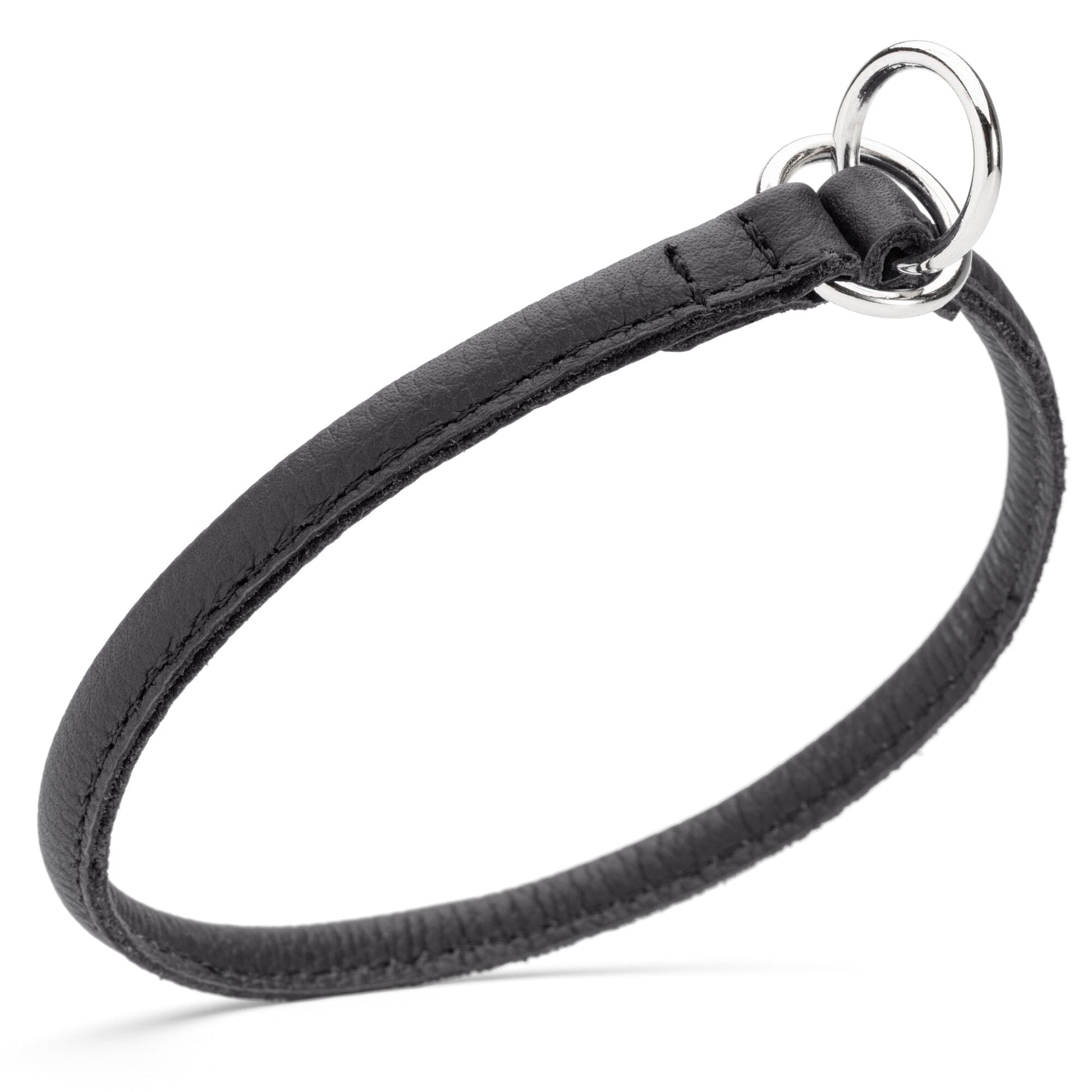 Soft Leather Round Slip Collar Black 1 4" Dog Collars Dogline