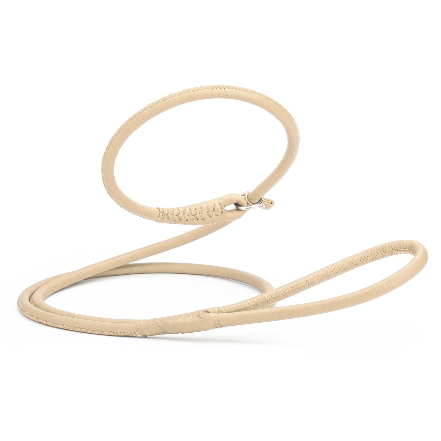 Soft Leather Round Slip Lead for Dogs Beige 6' 3 8" Dog Leashes Dogline