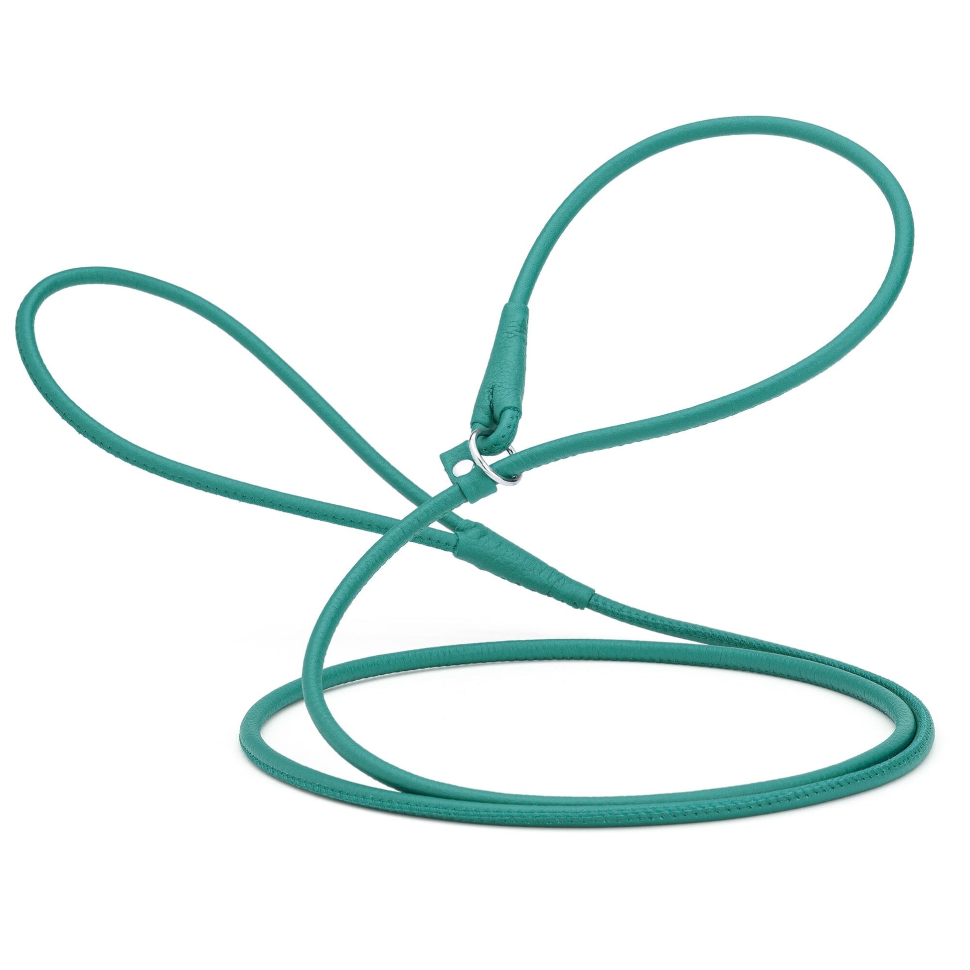 Soft Leather Round Slip Lead for Dogs Teal 6' 1 4" Dog Leashes Dogline
