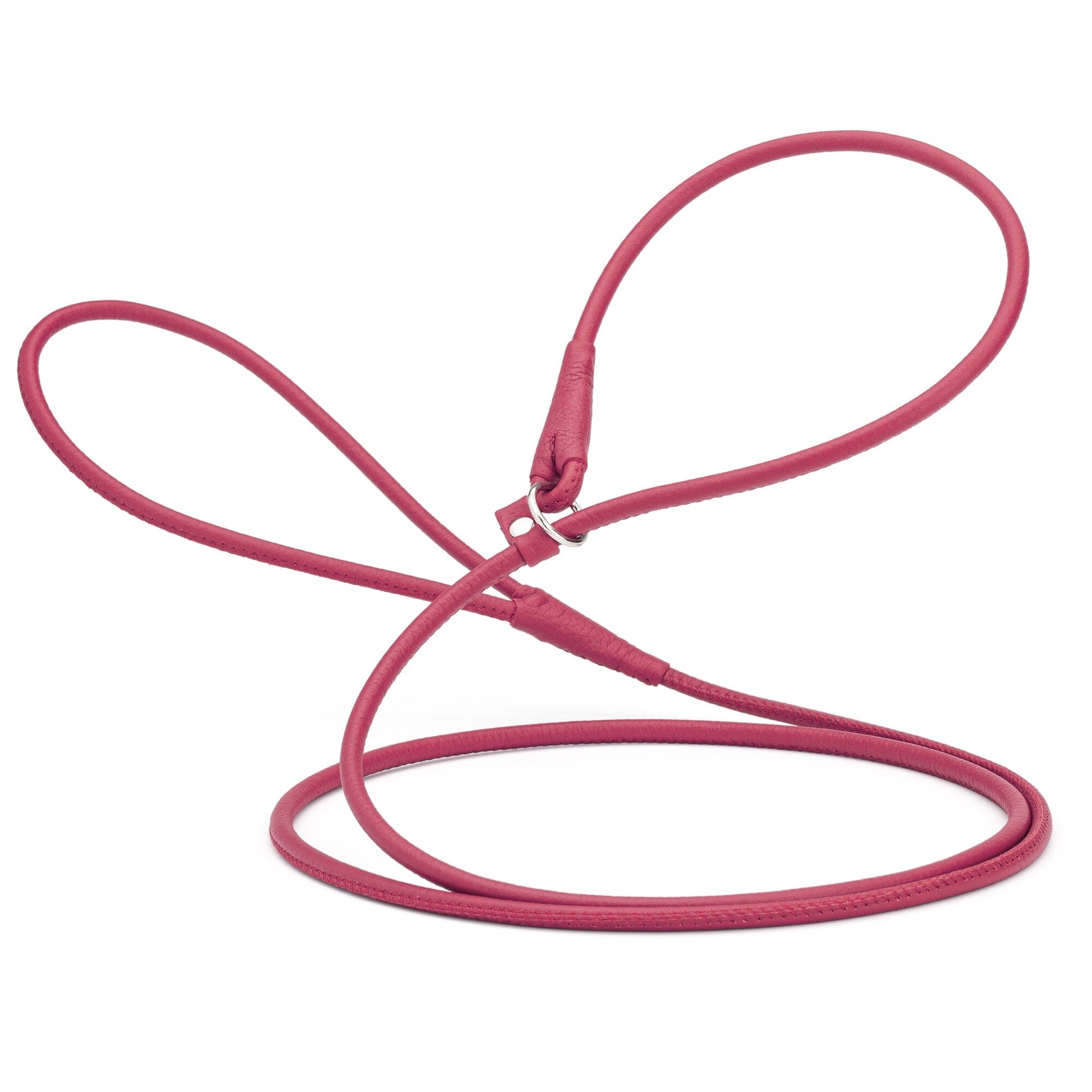 Soft Leather Round Slip Lead for Dogs Pink 1 4" Dog Leashes Dogline