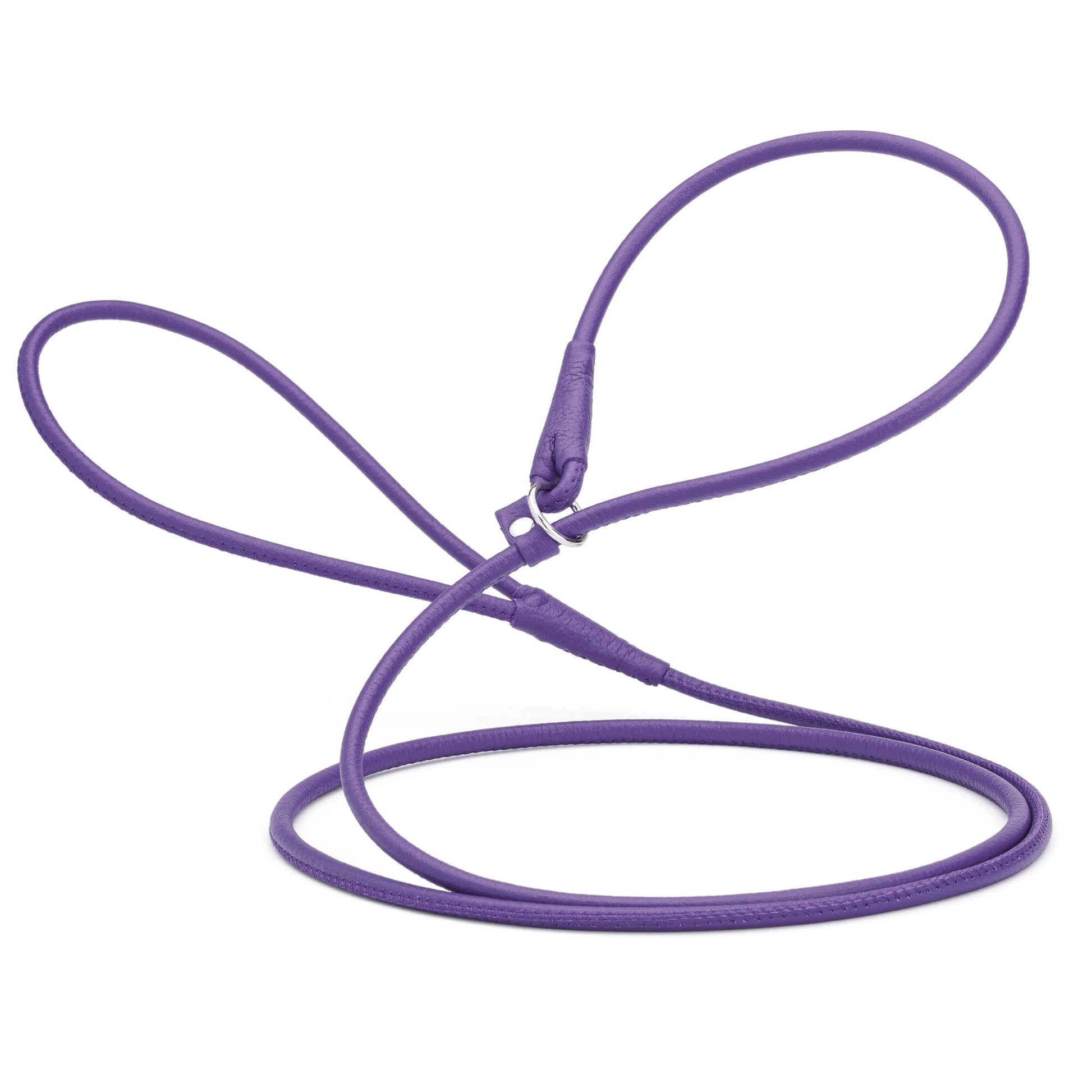 Soft Leather Round Slip Lead for Dogs Purple 1 4" Dog Leashes Dogline
