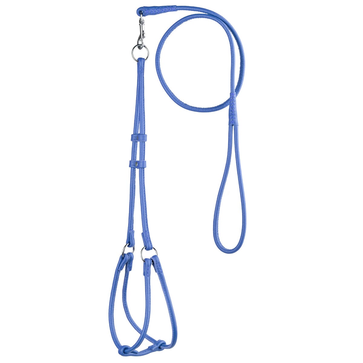Soft Leather Round Step-In Dog Harness + Round Dog Lead Royal Blue 1 4" Dog Harnesses Dogline