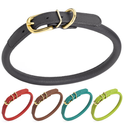 Soft Rolled Leather Dog Collar with Brass Hardware Dog Collars Dogline