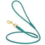 Rolled Leather Dog Leash with Brass Snap Hook Teal 1 4" Dog Leashes Dogline