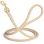 Rolled Leather Dog Leash with Brass Snap Hook Beige 1 2" Dog Leashes Dogline