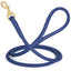 Rolled Leather Dog Leash with Brass Snap Hook Royal Blue 1 2" Dog Leashes Dogline