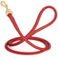 Rolled Leather Dog Leash with Brass Snap Hook Red 1 2" Dog Leashes Dogline