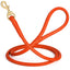 Rolled Leather Dog Leash with Brass Snap Hook Orange 1 2" Dog Leashes Dogline