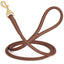 Rolled Leather Dog Leash with Brass Snap Hook Brown 1 2" Dog Leashes Dogline