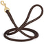 Rolled Leather Dog Leash with Brass Snap Hook Dark Brown 1 2" Dog Leashes Dogline
