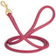 Rolled Leather Dog Leash with Brass Snap Hook Pink 1 2" Dog Leashes Dogline