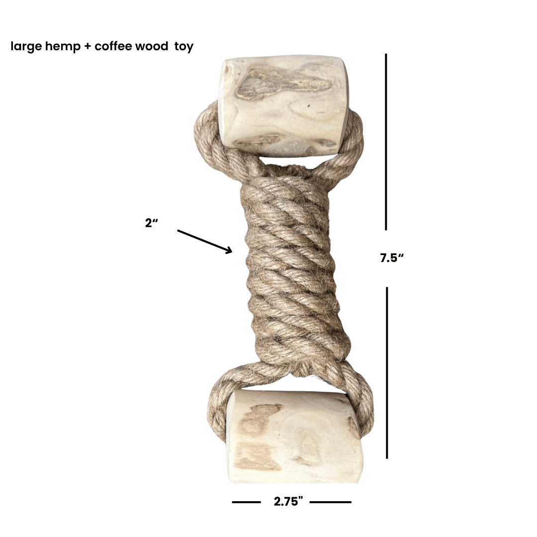 hemp rope + coffee wood toy hemp rope dog pull toys rōmng