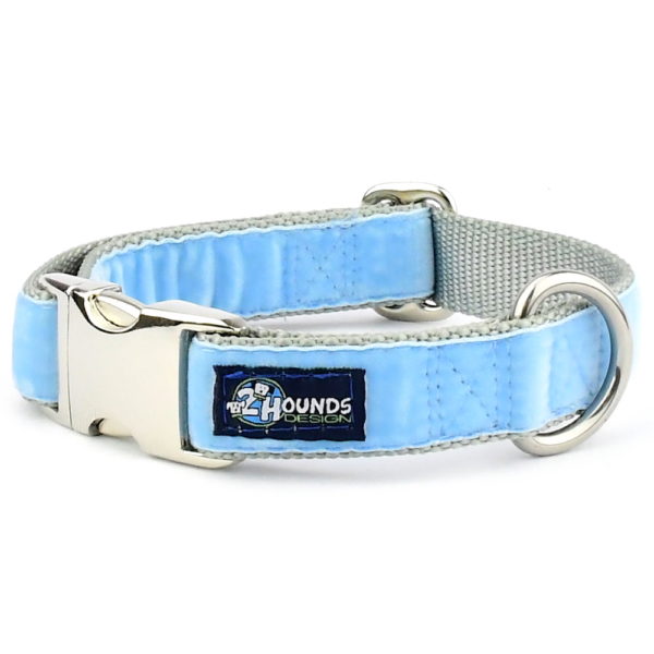 Light Blue Velvet Essential Buckle Martingale Dog Collar 2 Hounds Design