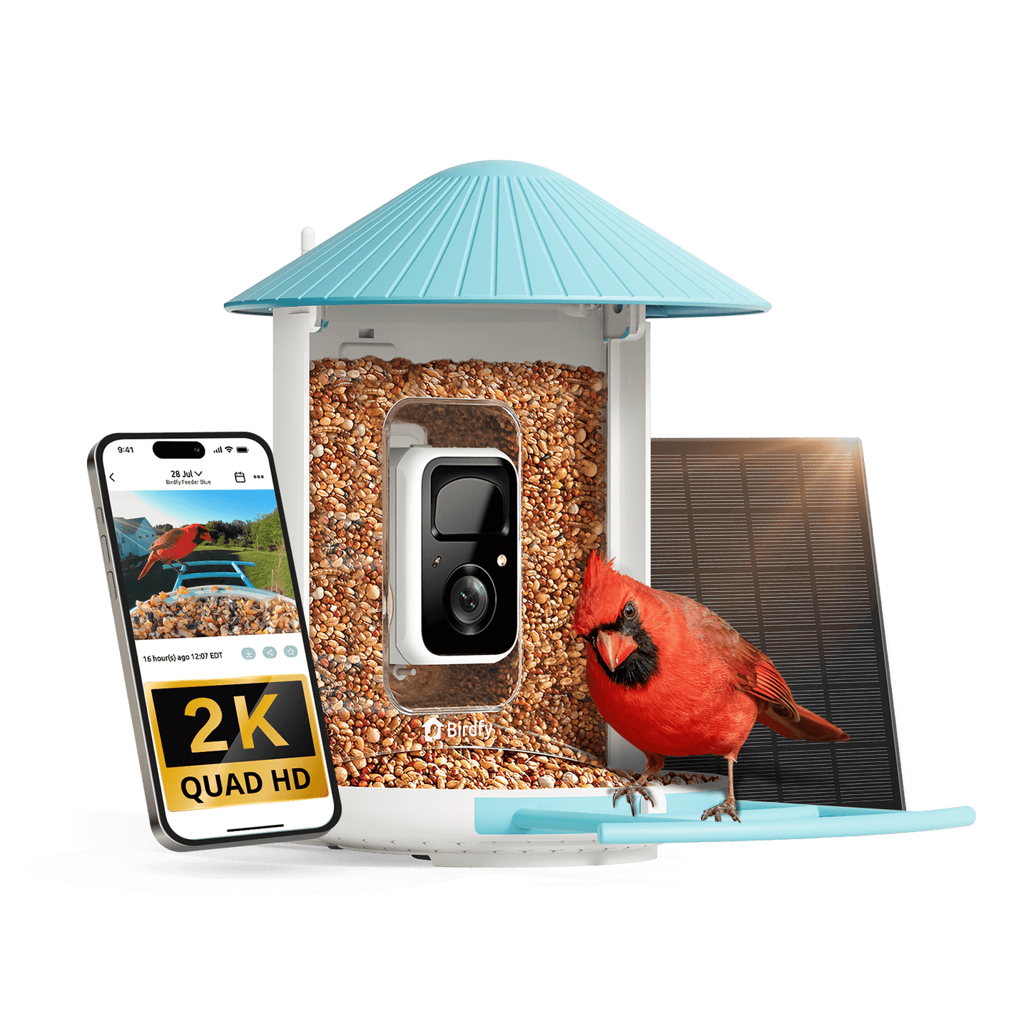 Birdfy Feeder with Solar Panel - Solar-Powered Smart Bird Feeder with Camera Al by Subscription Bundle Birdfy