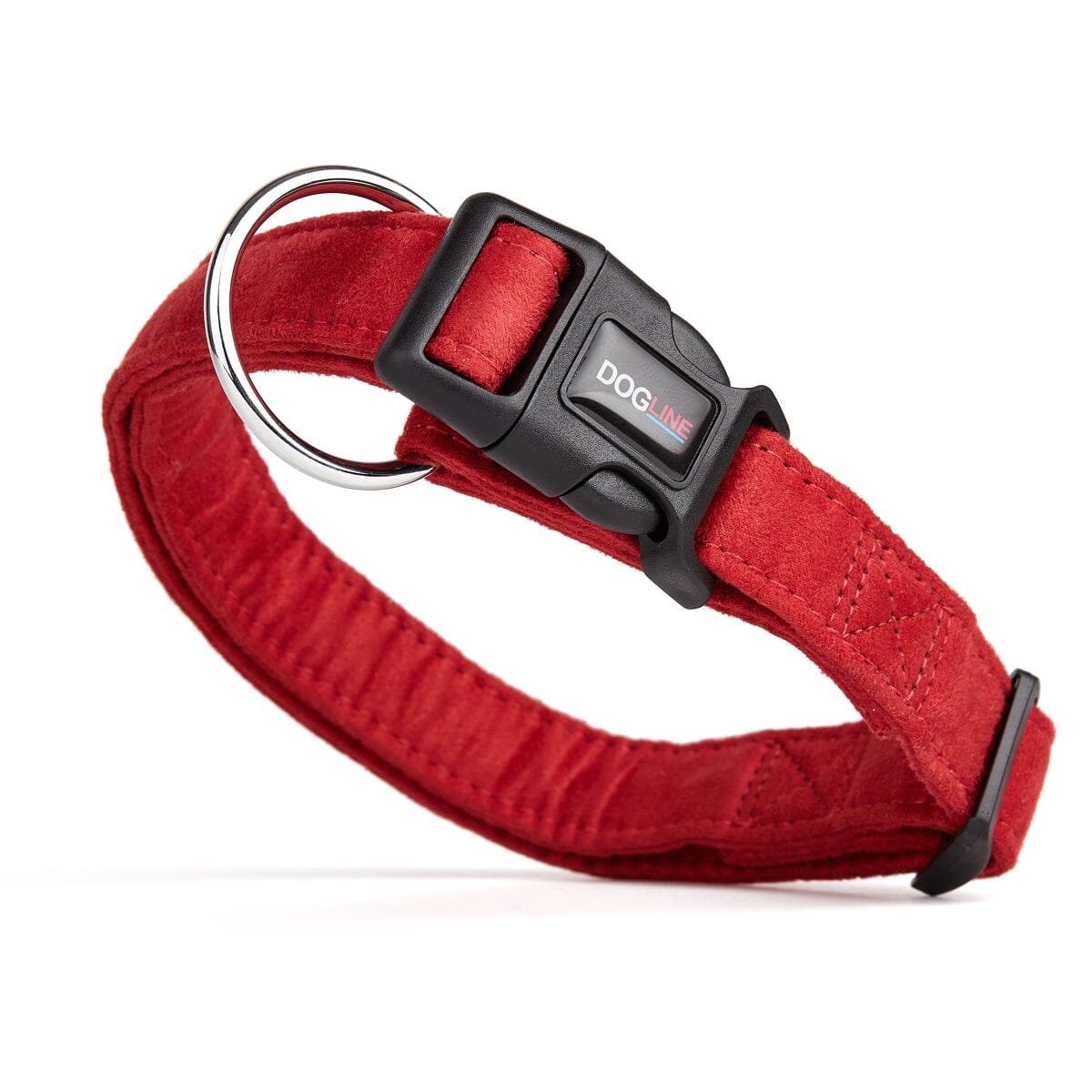 Comfort Microfiber Flat Dog Collar Red Dog Collars Dogline