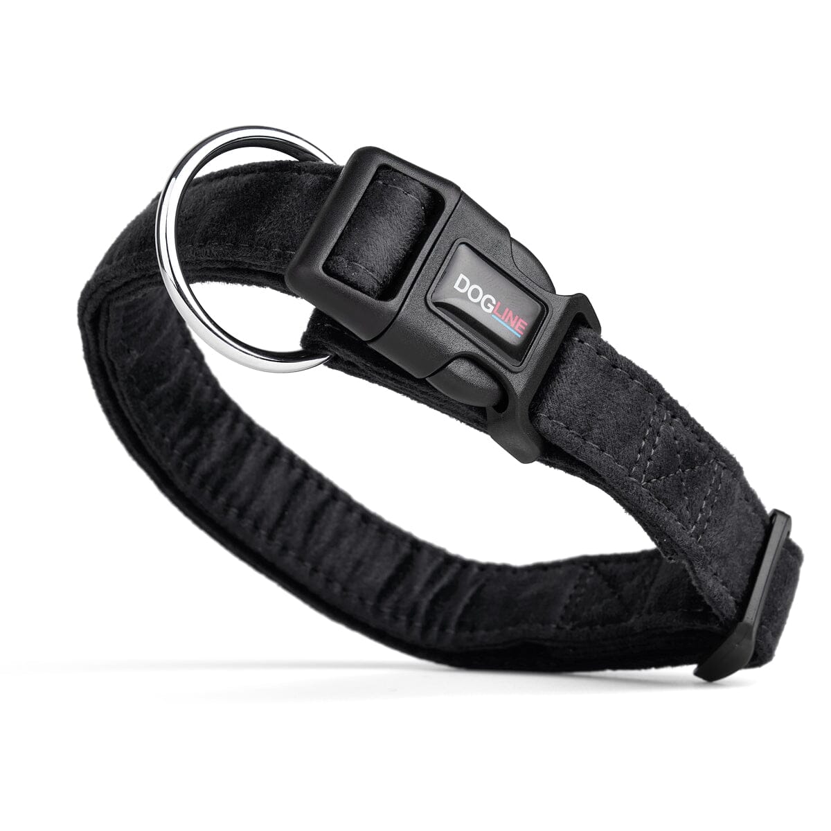 Comfort Microfiber Flat Dog Collar Black Dog Collars Dogline
