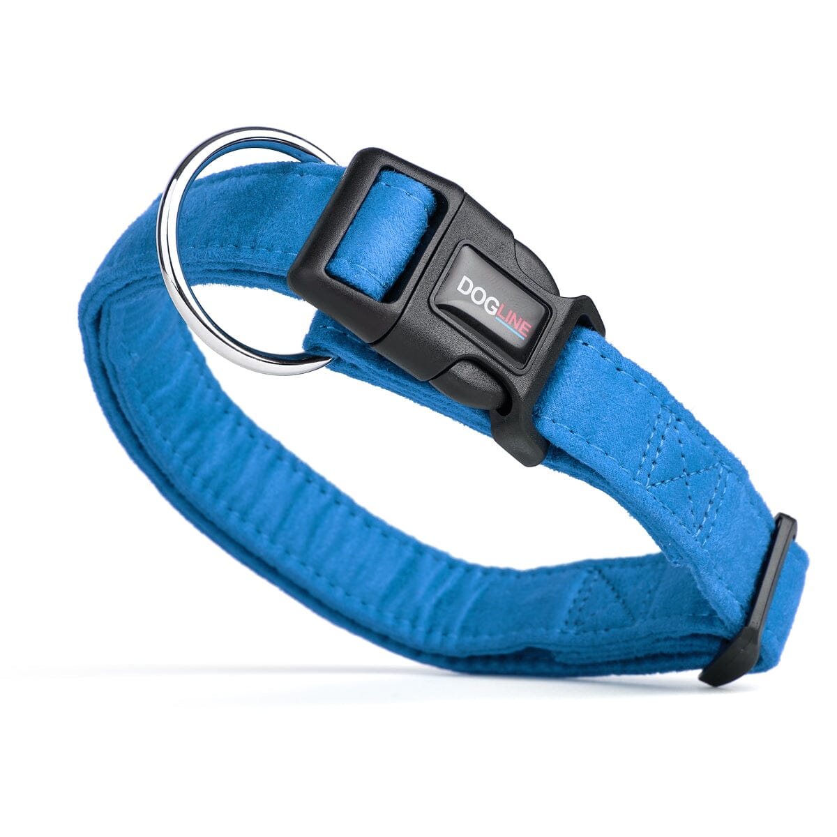 Comfort Microfiber Flat Dog Collar Blue Dog Collars Dogline