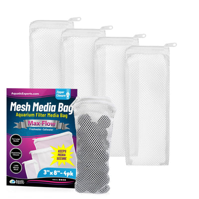 Aquatic Experts Aquarium Filter Bag - Max Flow Mesh Media Bags for Superior Aquarium Filtration 3"x 8" - 4 pack Aquatic Experts