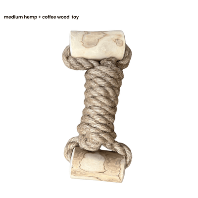 hemp rope + coffee wood toy medium hemp rope dog pull toys rōmng