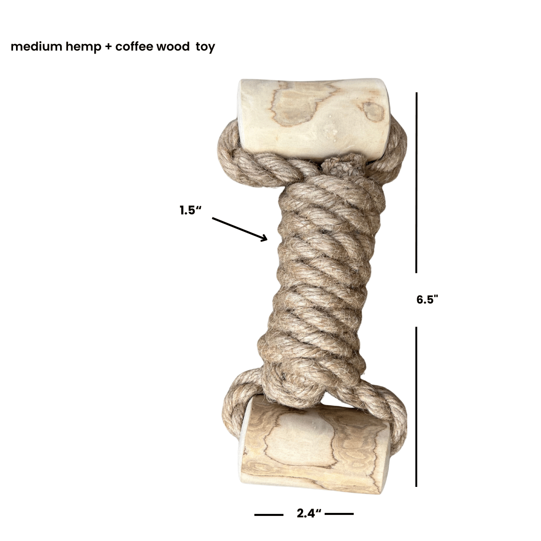hemp rope + coffee wood toy hemp rope dog pull toys rōmng