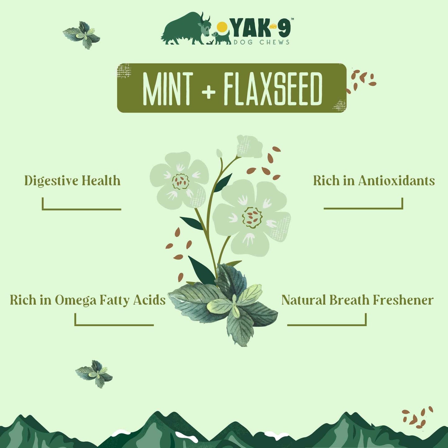 Flaxseed & Mint Cheese Chews for Dogs FLAXSEED YAK CHEWS Yak9 Chews