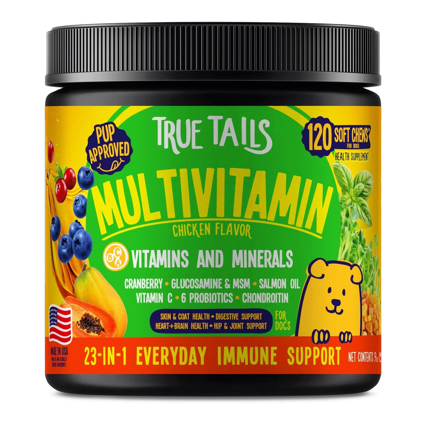 Multivitamin Chews For Dogs 9oz Jar (120 Count) Chicken Dog Soft Chews Dogline