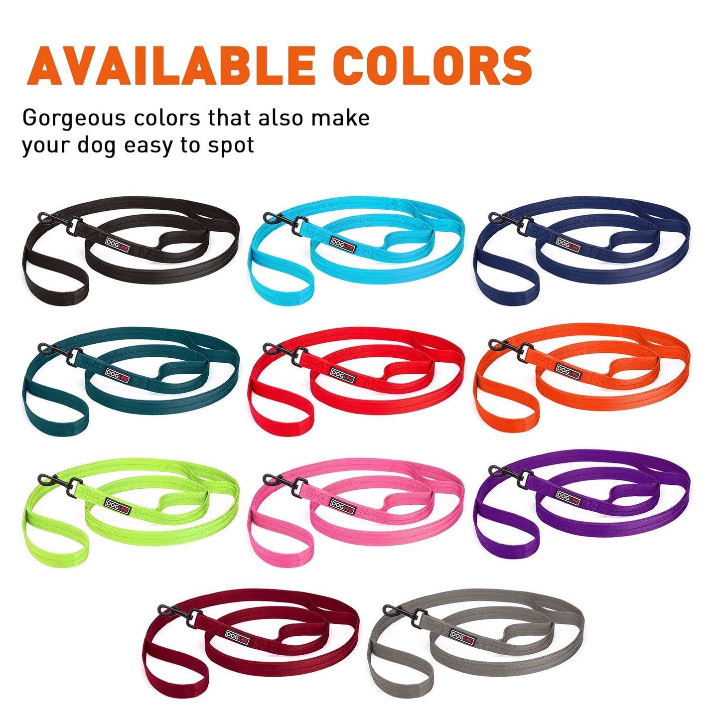 Nylon Multi-Handle Flat Dog Leash Dog Leashes Dogline