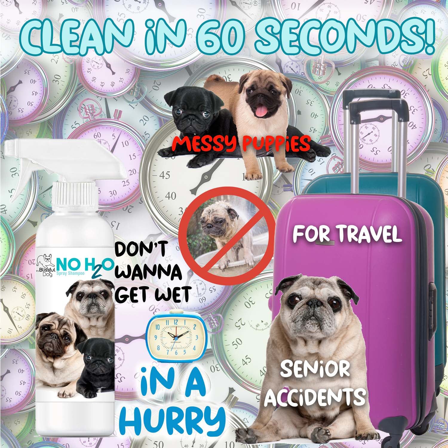 No H20 Spray Pet Shampoo 16 OZ BOTTLE SPRAY SHAMPOO The Blissful Dog