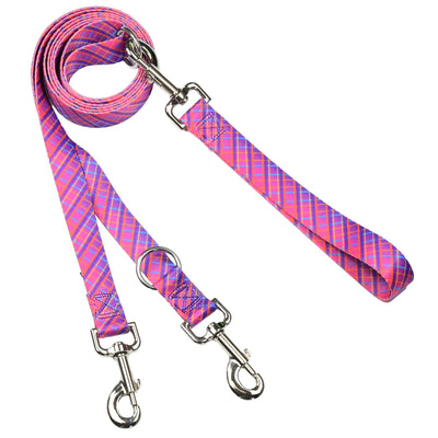 Neon Sunrise Plaid Double Connection Leash – EarthStyle 2 Hounds Design