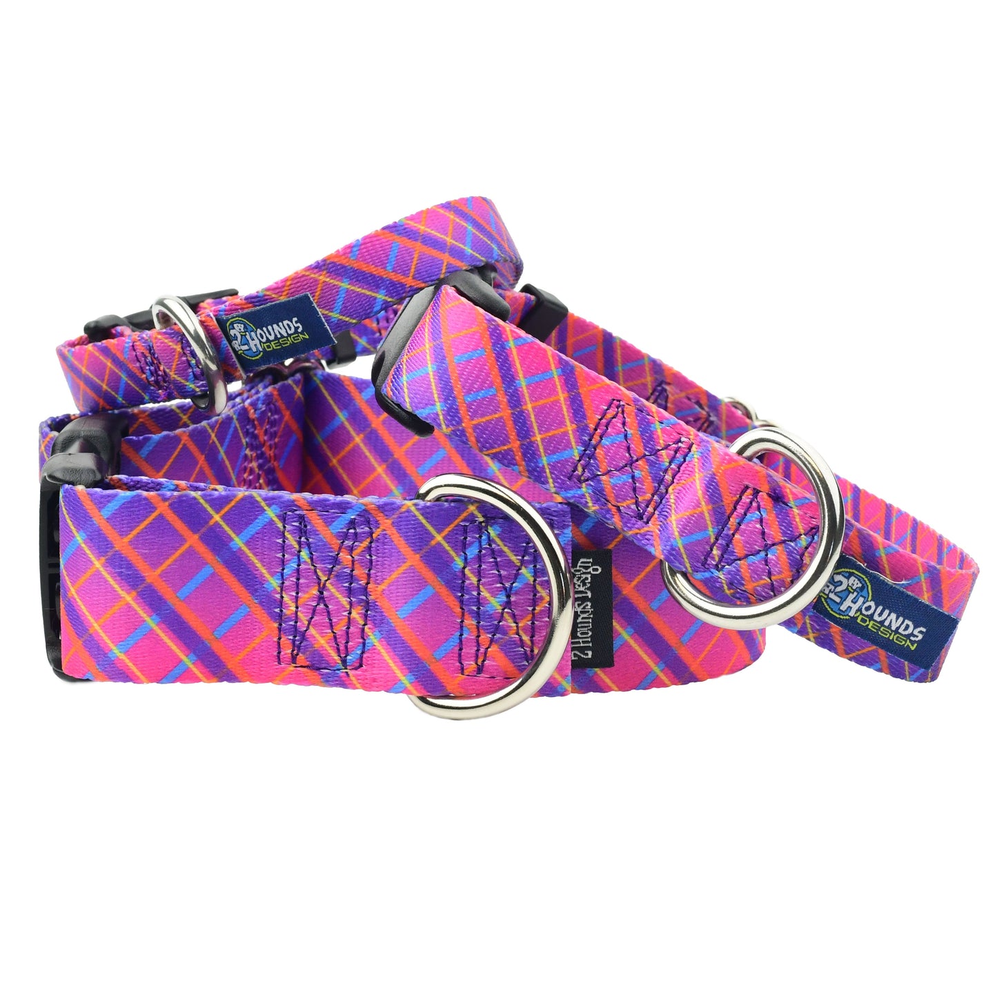 Neon Sunrise Pink Plaid Martingale Dog Collar – EarthStyle 2 Hounds Design