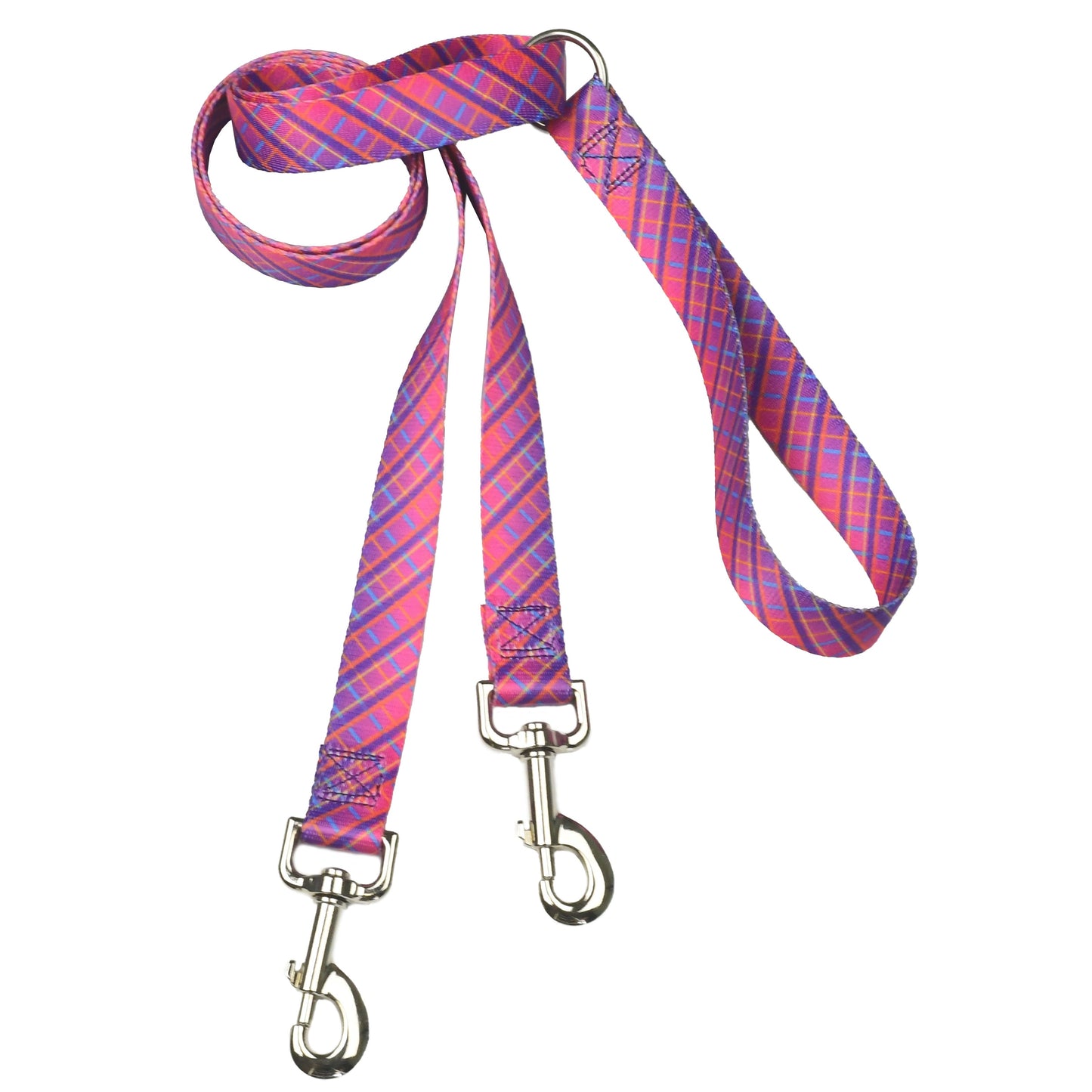 Neon Sunrise Plaid Double Connection Leash – EarthStyle 2 Hounds Design