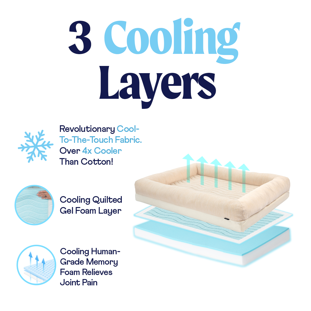PupChill™ Cooling 4-Bolster Dog Bed - Arctic Sand Dog Beds Paw.com