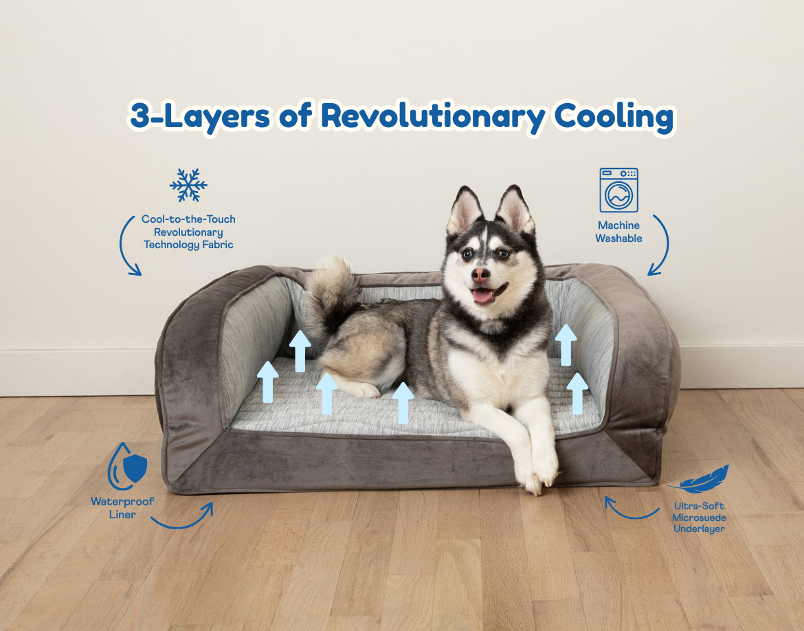 PupChill™ Cooling Bolster Dog Bed Paw