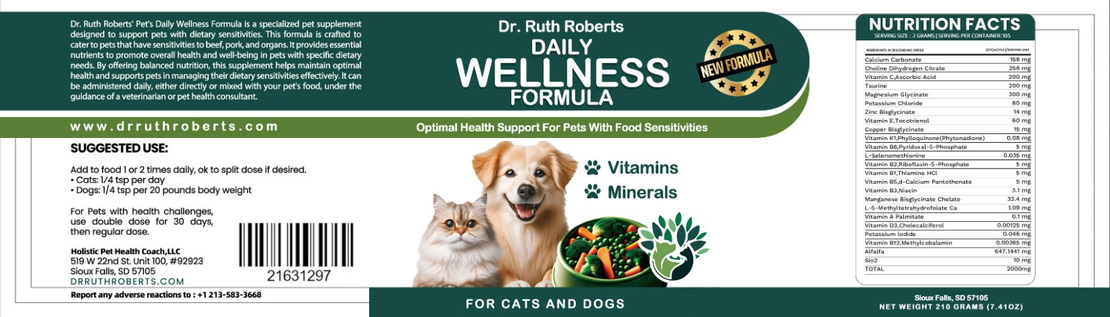 PRE-ORDER Daily Wellness Formula — Glandular-Free Multivitamin for Dogs & Cats with Beef, Pork, or Organ Sensitivities Vitamins & Supplements Dr. Ruth Roberts