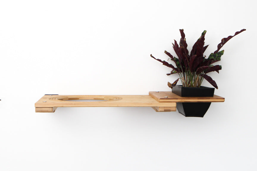 Cat Plant Stand for Wall Natural Bamboo 18" Escape Hatch Cat shelves/bed Catastrophic Creations