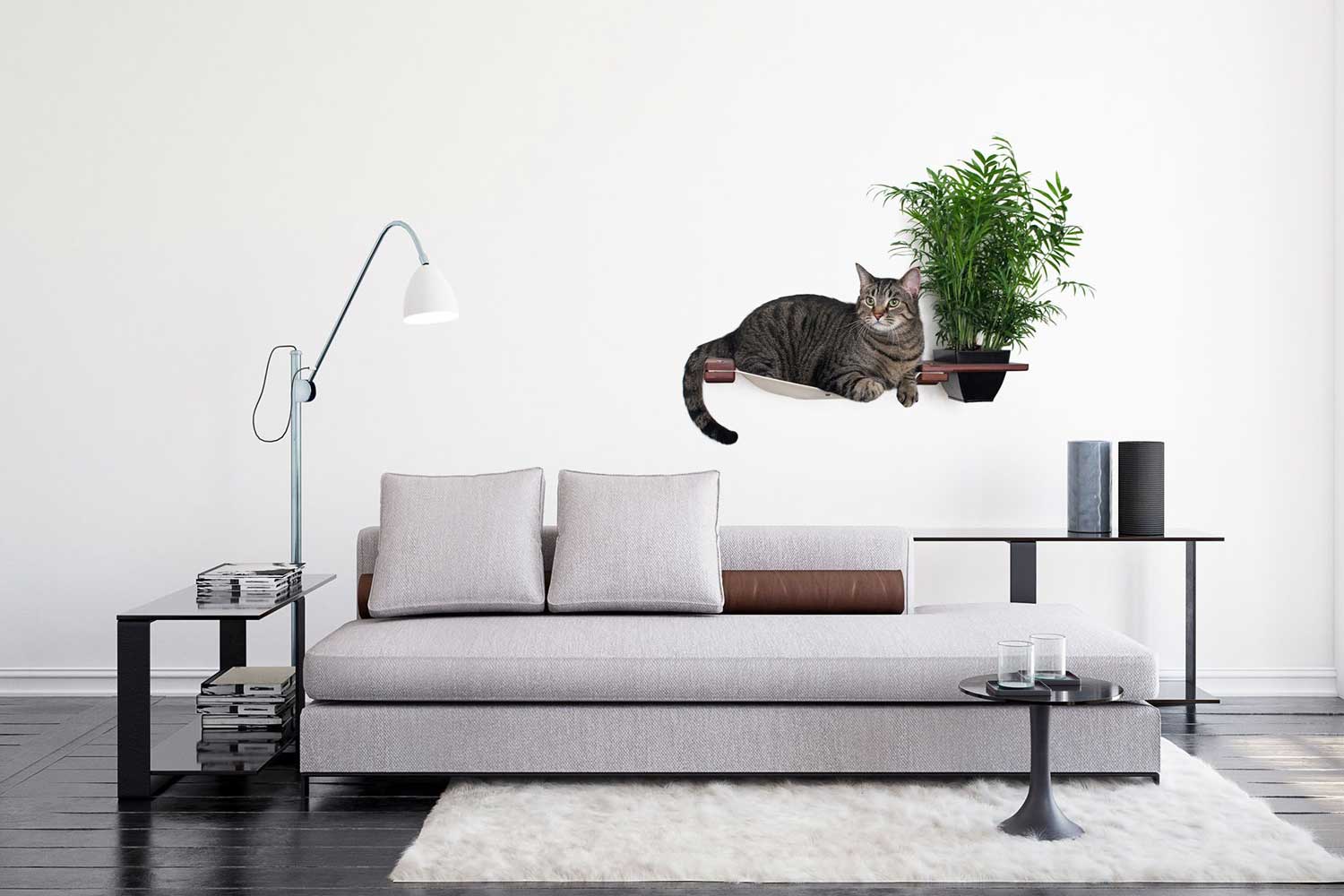 Cat Hammock Wall with Planter Cat Hammock Catastrophic Creations