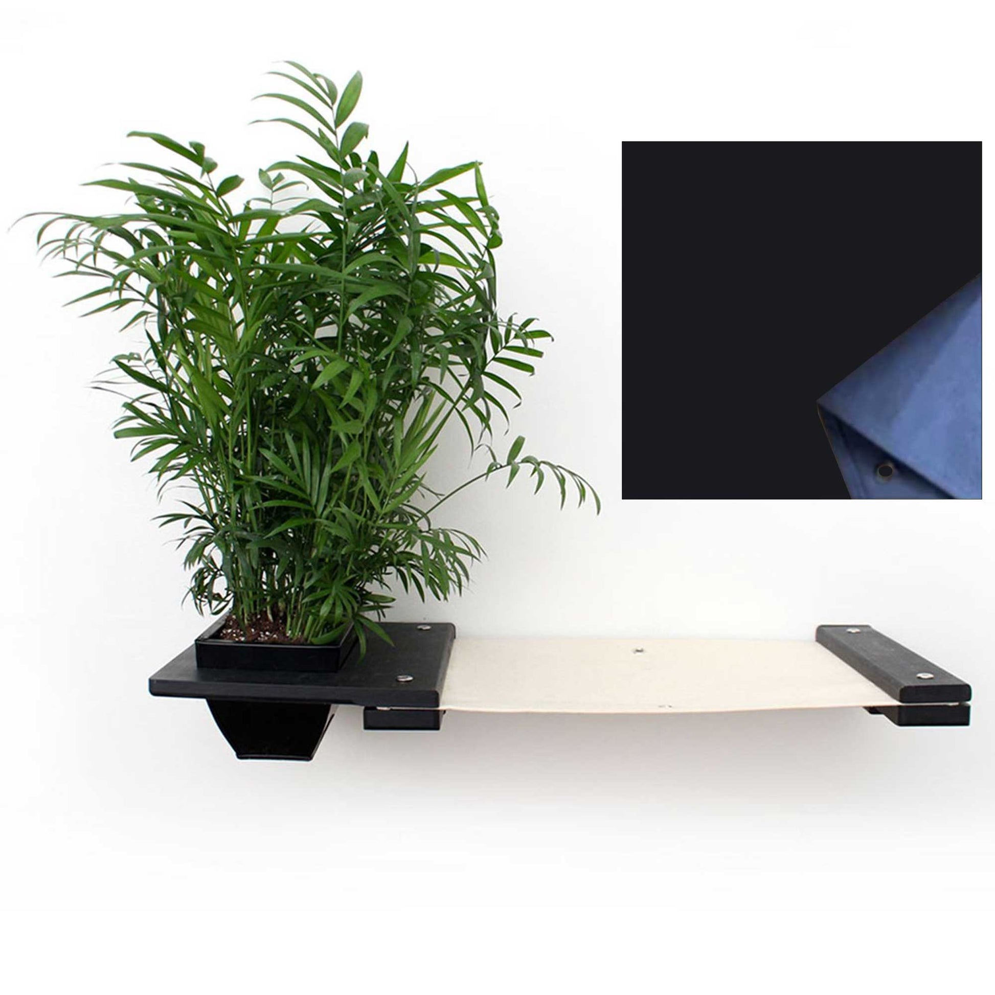 Cat Hammock Wall with Planter Onyx Bamboo Charcoal Gray Canvas 16" Cat Hammock Catastrophic Creations