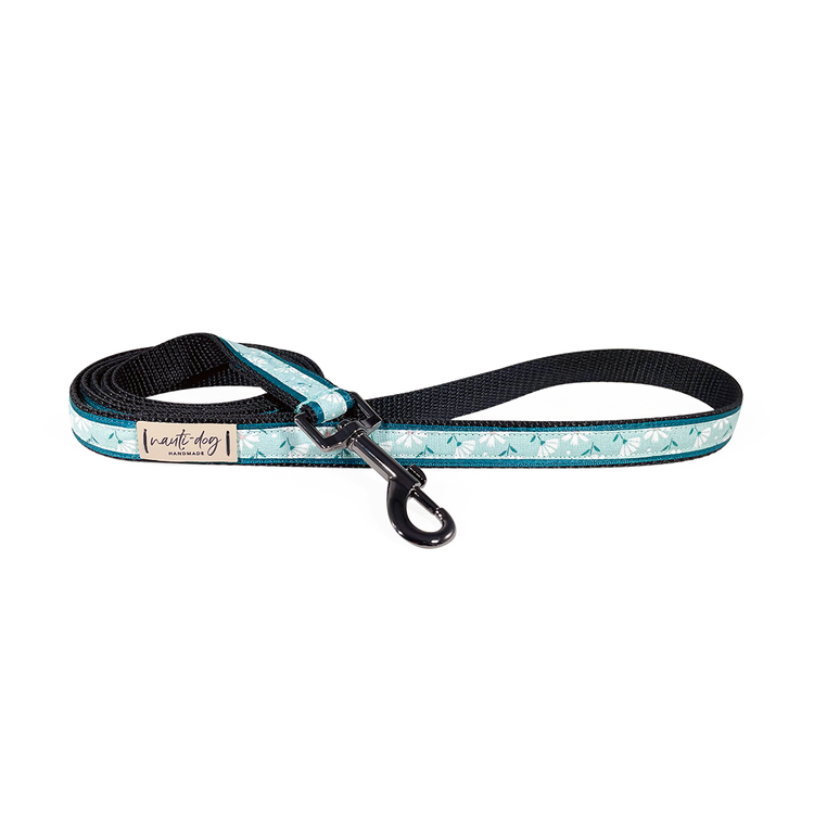 Paperwhite Sea Glass Green Daisy Floral Ribbon Dog Leash Dog Leashes Nauti-dog Handmade