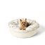 PupPouf™ Faux Fur Donut Dog Bed - White with Brown Accents Dog Beds Paw