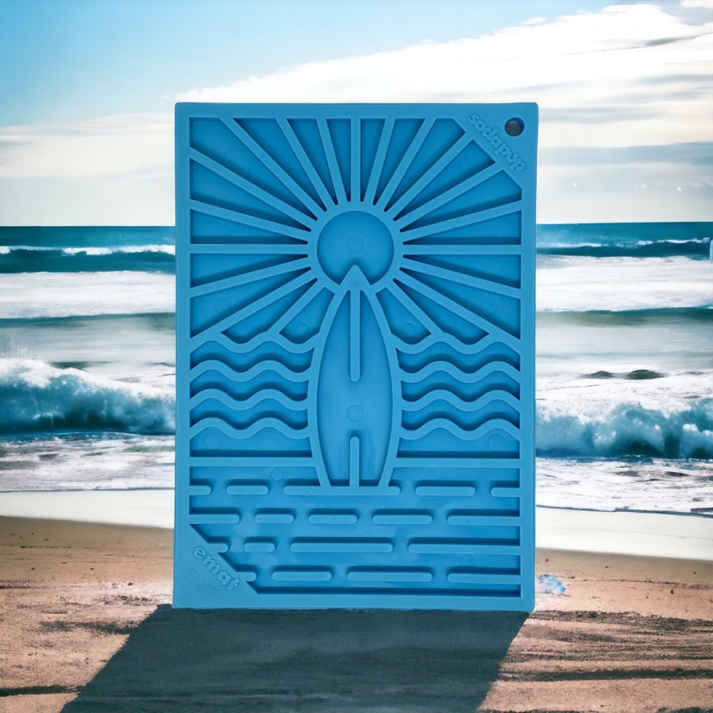 Surf's Up eMat - Small Lickmat for Dogs and Cats | Beach-Themed Design | SodaPup EMAT SodaPup/True Dogs, LLC